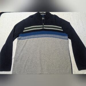 Eddie Bauer Men's Zip Up Sweater - Navy, Gray, and Blue